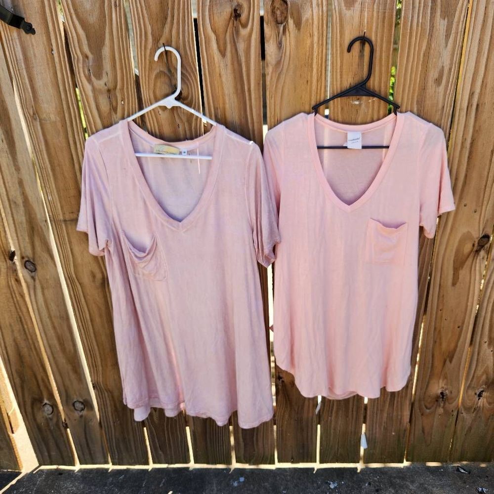 Pink Tunic Pocket T-shirt Dress Bundle Of 2 Women's Size Medium Freeloader / How